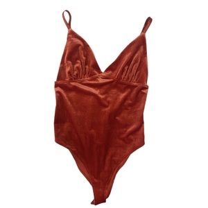 Orange Velvet Bodysuit